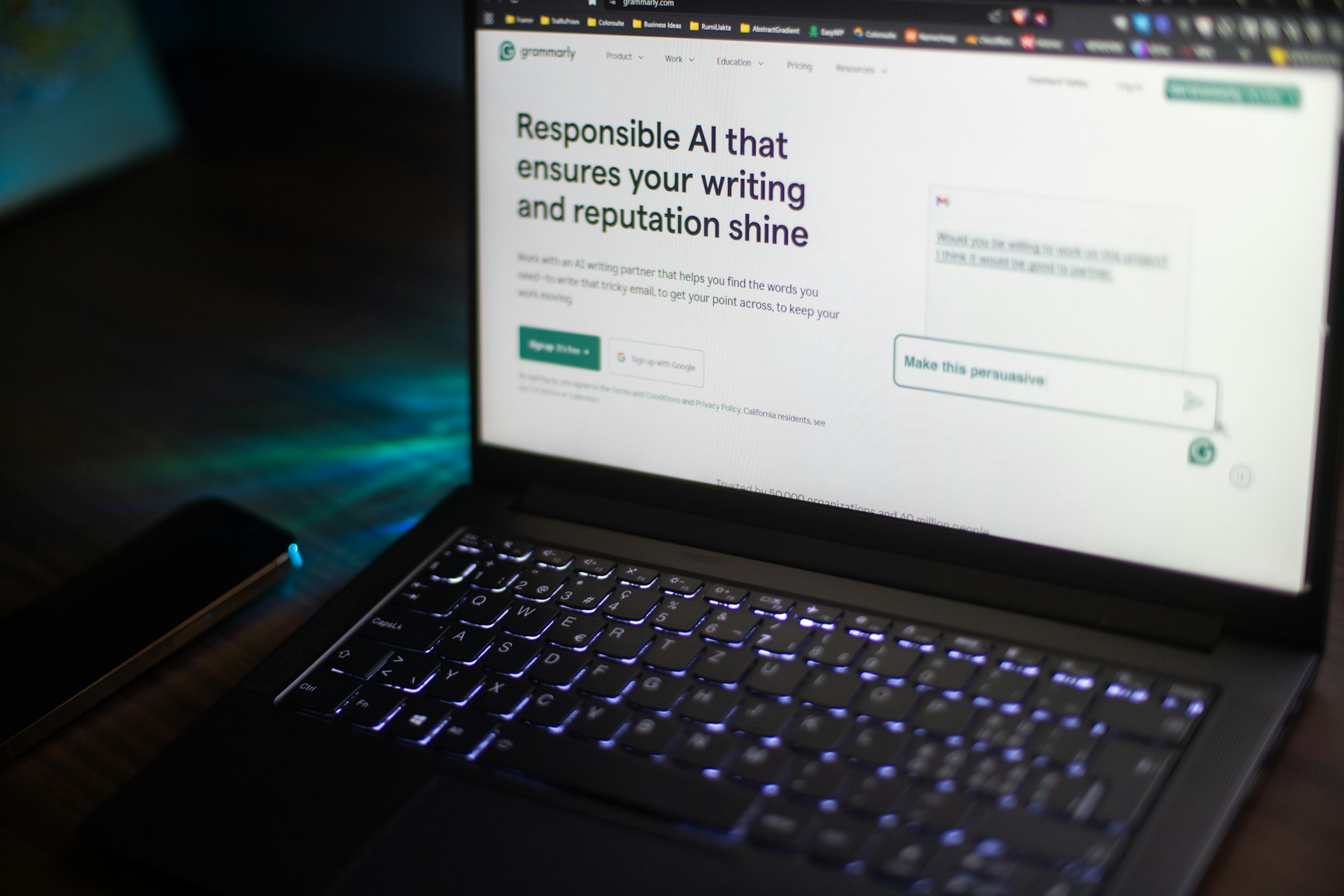 Laptop showing a page about responsible AI writing