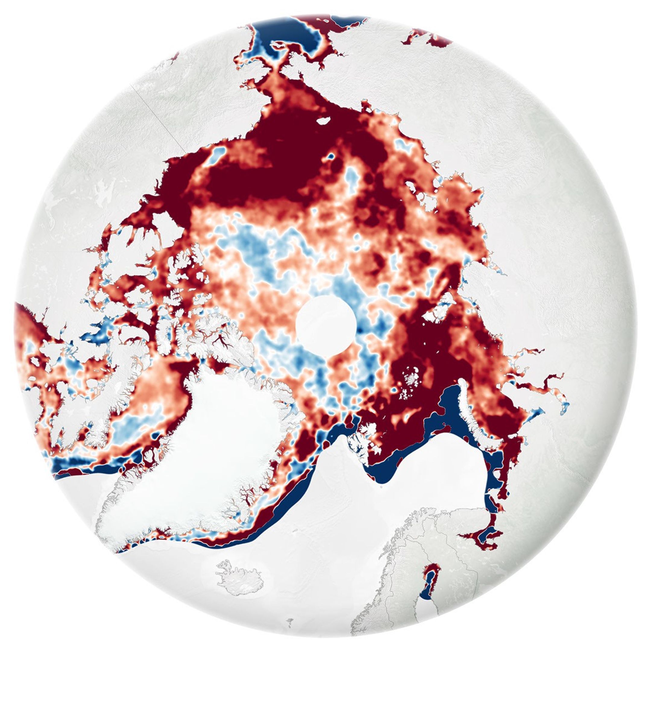 Arctic map of melt-season changes during the 2000s.