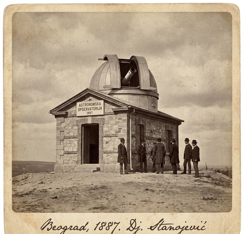 Ilustracija prve beogradske astronomske i meteorološke opservatorije; nije istorijska fotografija.