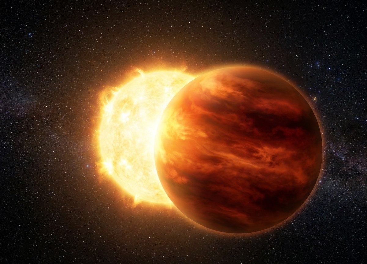 Umetnička ilustracija egzoplanete 51 Pegasi b — gigantske gasovite planete koja kruži tik uz svoju zvezdu. Stilizovana ili arhivska ilustracija iz dostavljenog dokumenta; njena istorijska autentičnost nije posebno potvrđena.